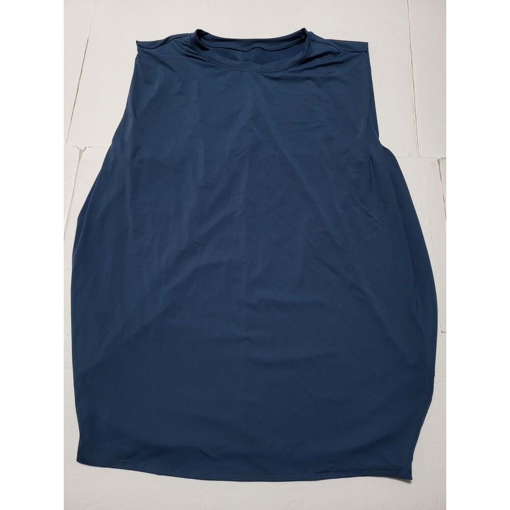 (#L7)Halara Top Sleeveless Loose Size Medium Yoga Athleisure Cool Touch Blue